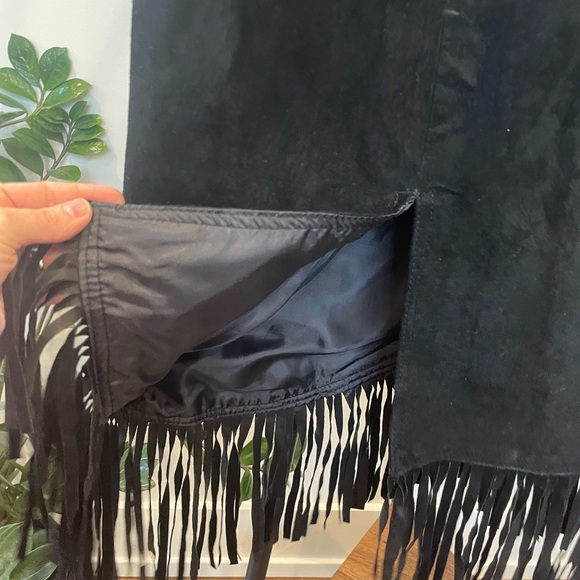 Running Wild Leather Fringe Vintage Wrap Skirt Size OS - Picture 8 of 16